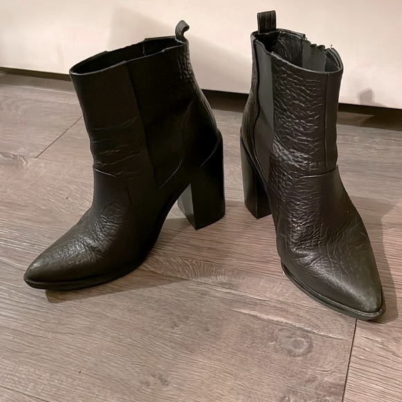Black Soft Leather Ankle Booties - Picture 1 of 8